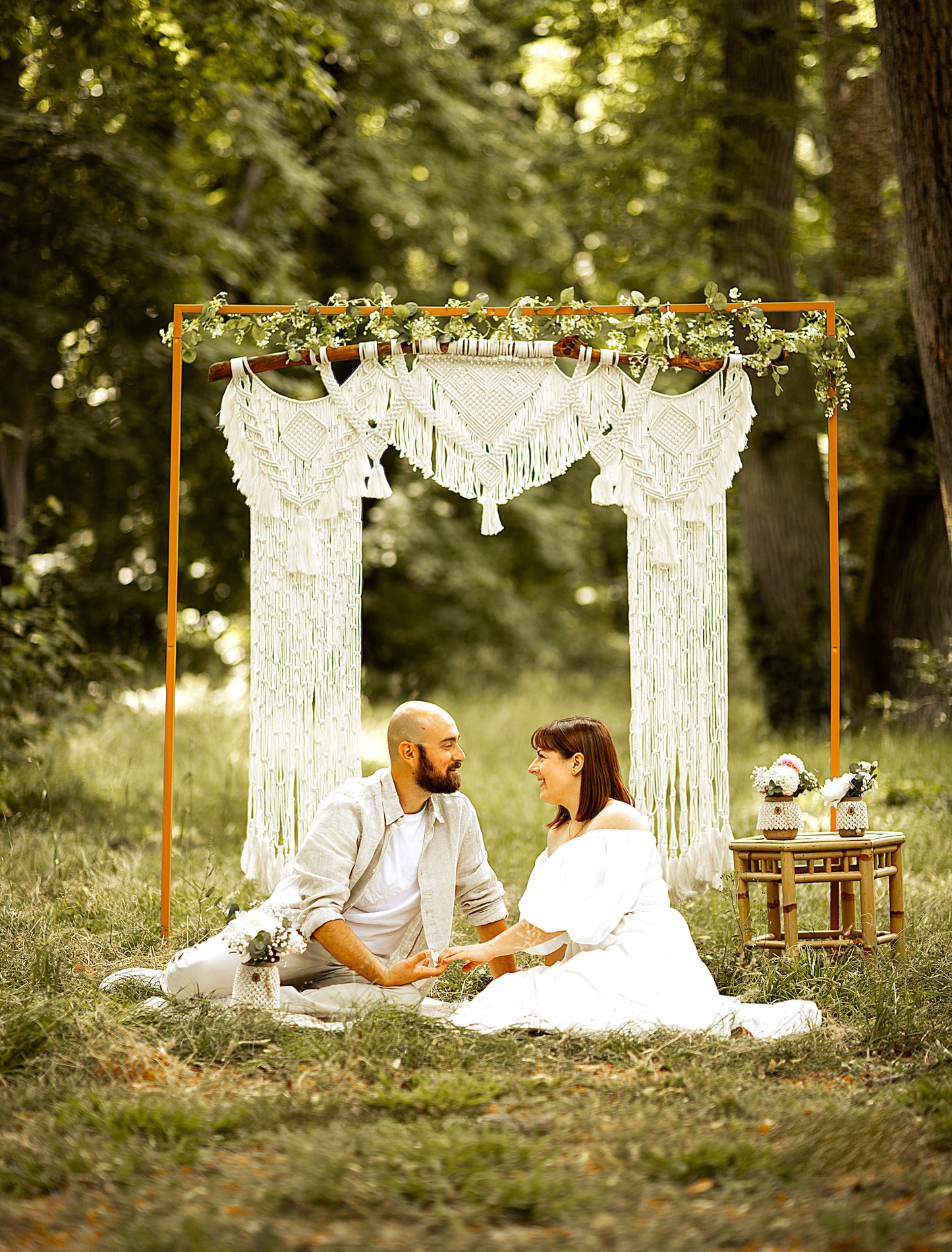 Arche bohème en macramé sur bois flotté - Location pour mariage et évènements