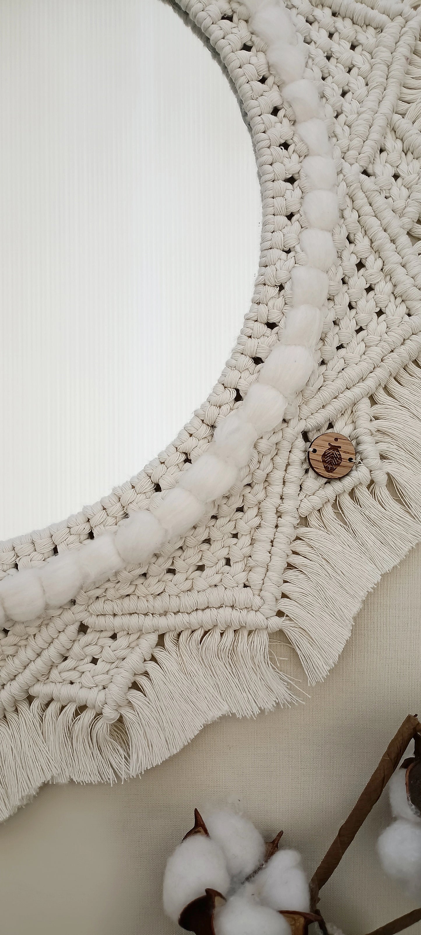 Miroir en macramé blanc - grand format