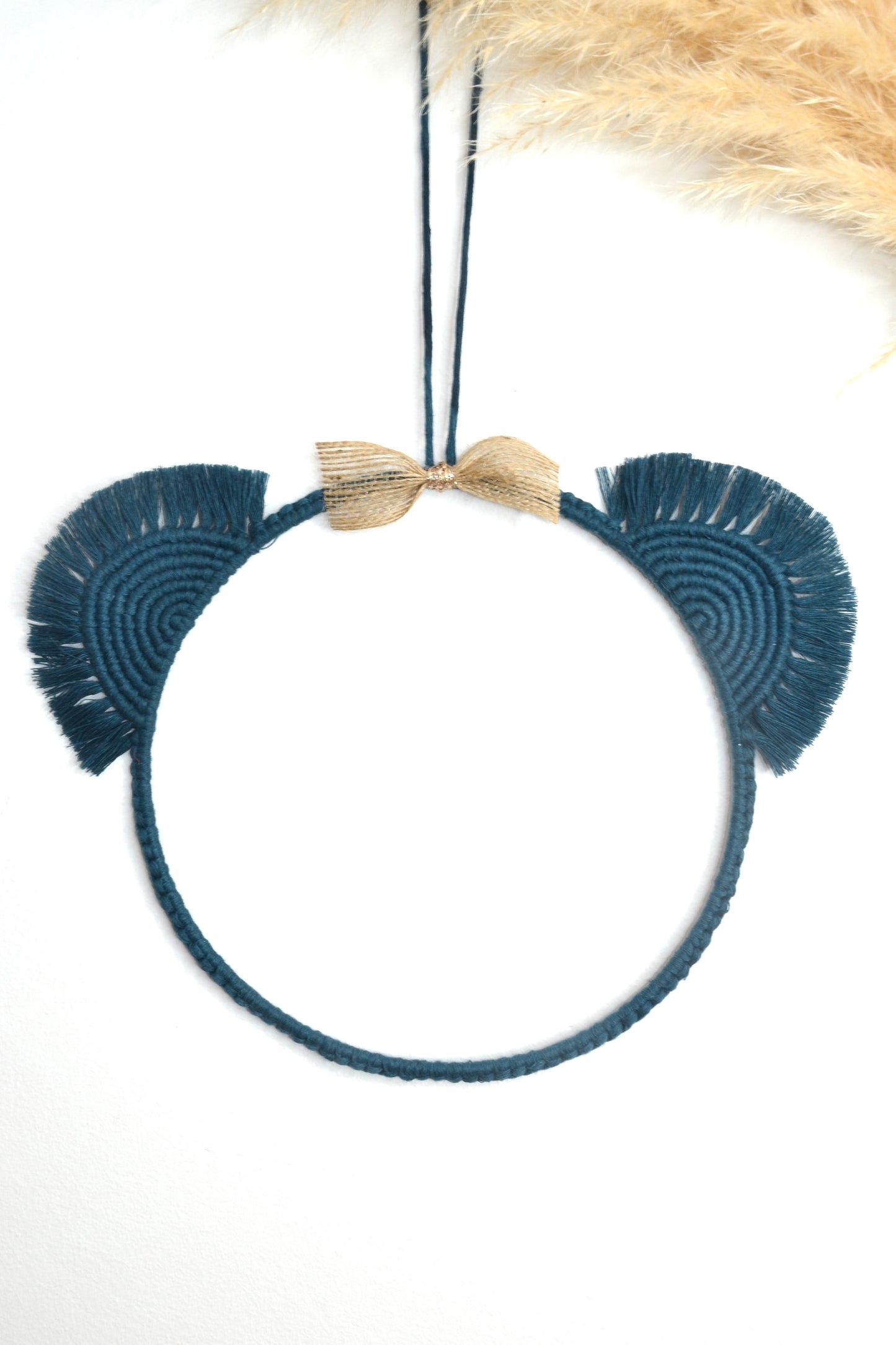 Tête d'ourson en macramé - prénom personnalisable - Décoration murale chambre bébé enfant