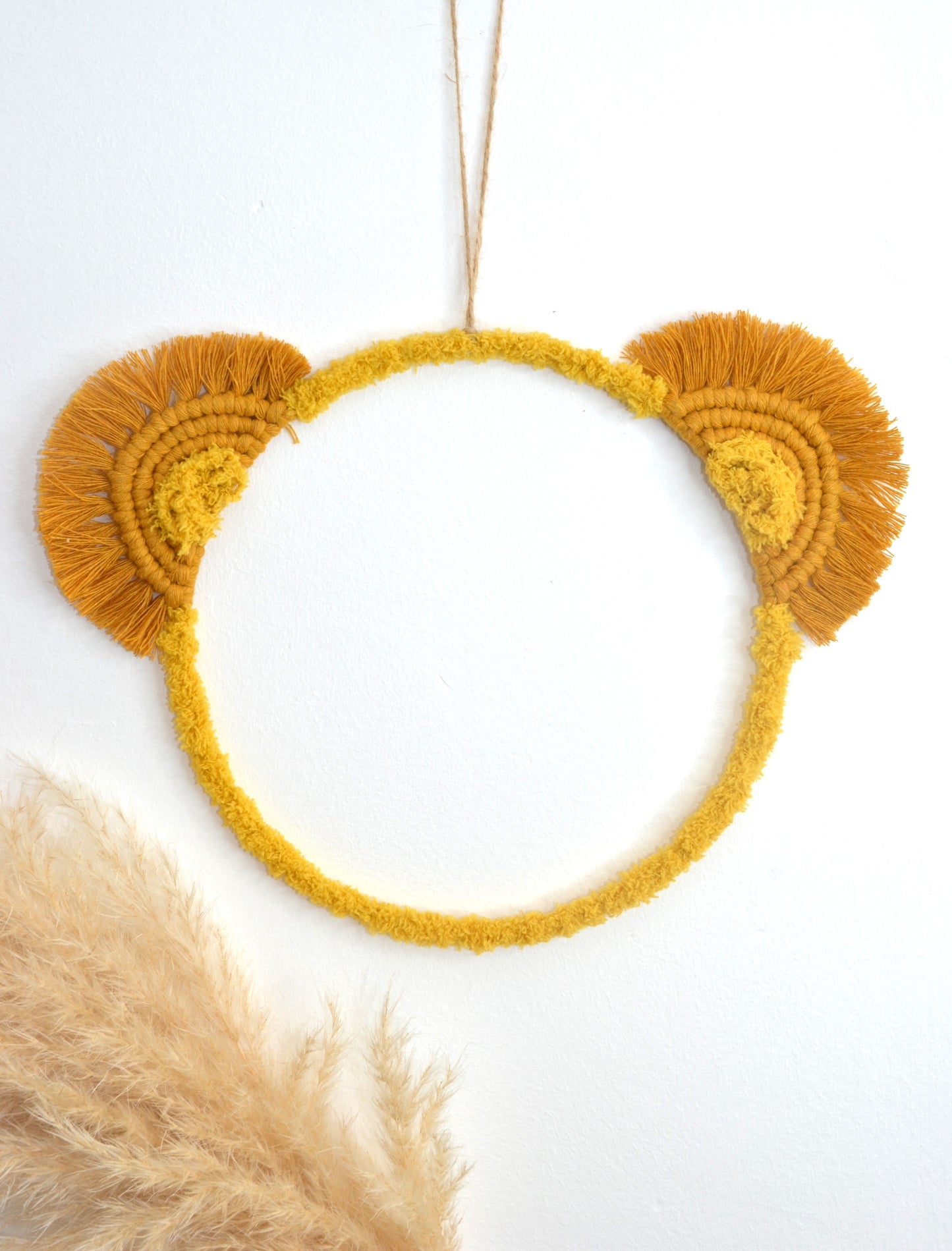 Tête d'ourson en macramé - prénom personnalisable - Décoration murale chambre bébé enfant