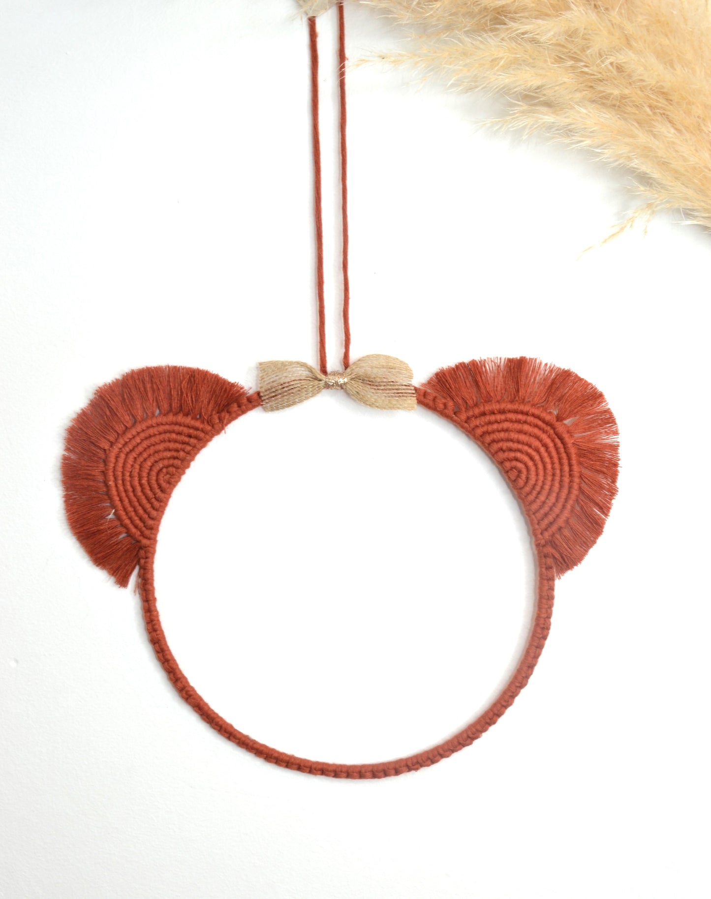 Tête d'ourson en macramé - prénom personnalisable - Décoration murale chambre bébé enfant