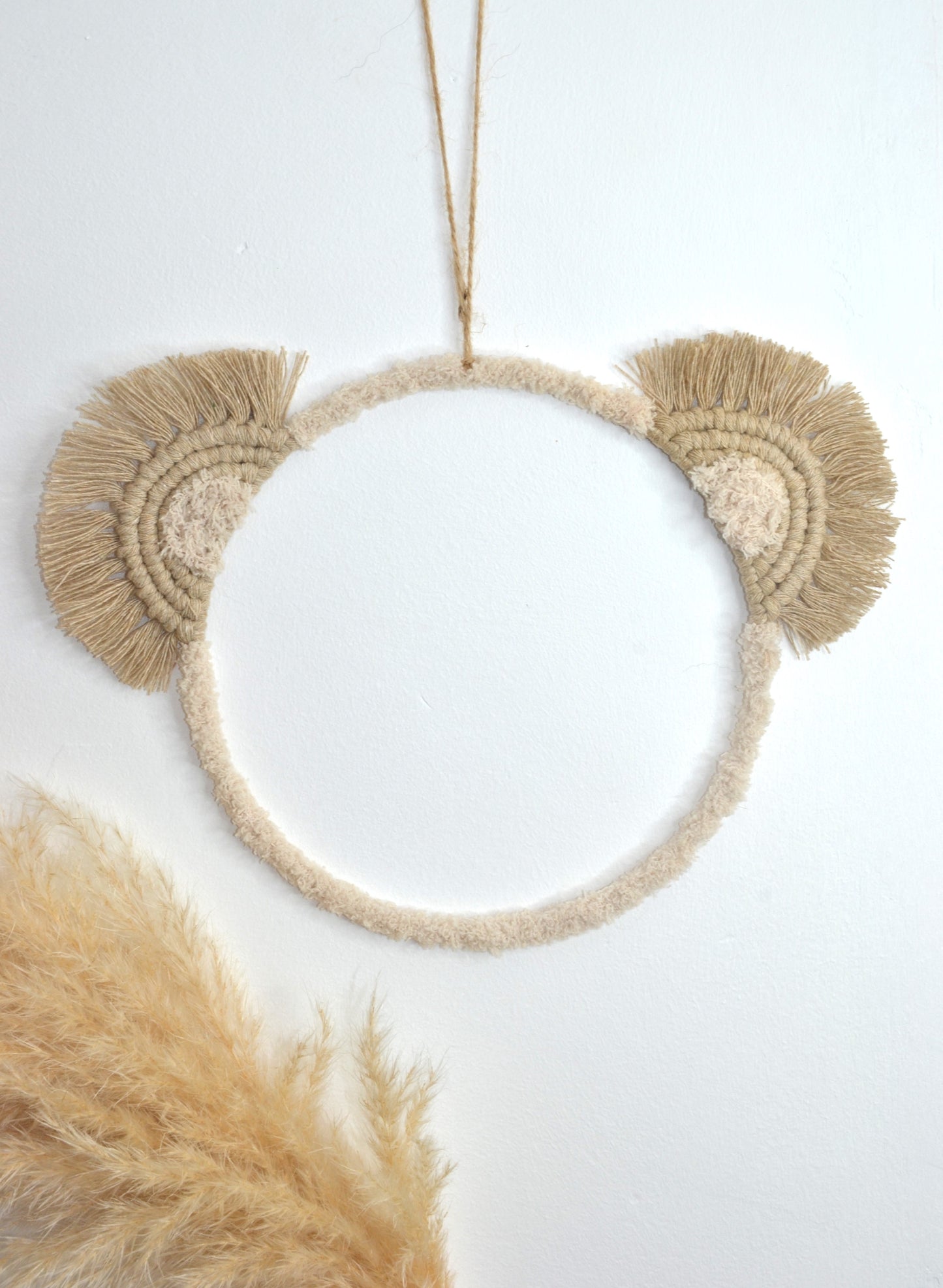 Tête d'ourson en macramé - prénom personnalisable - Décoration murale chambre bébé enfant