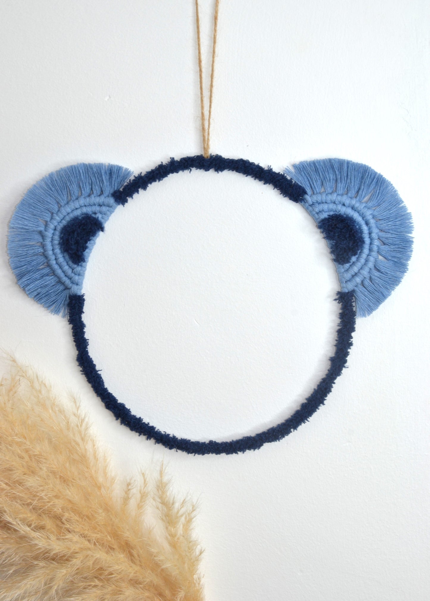 Tête d'ourson en macramé - prénom personnalisable - Décoration murale chambre bébé enfant