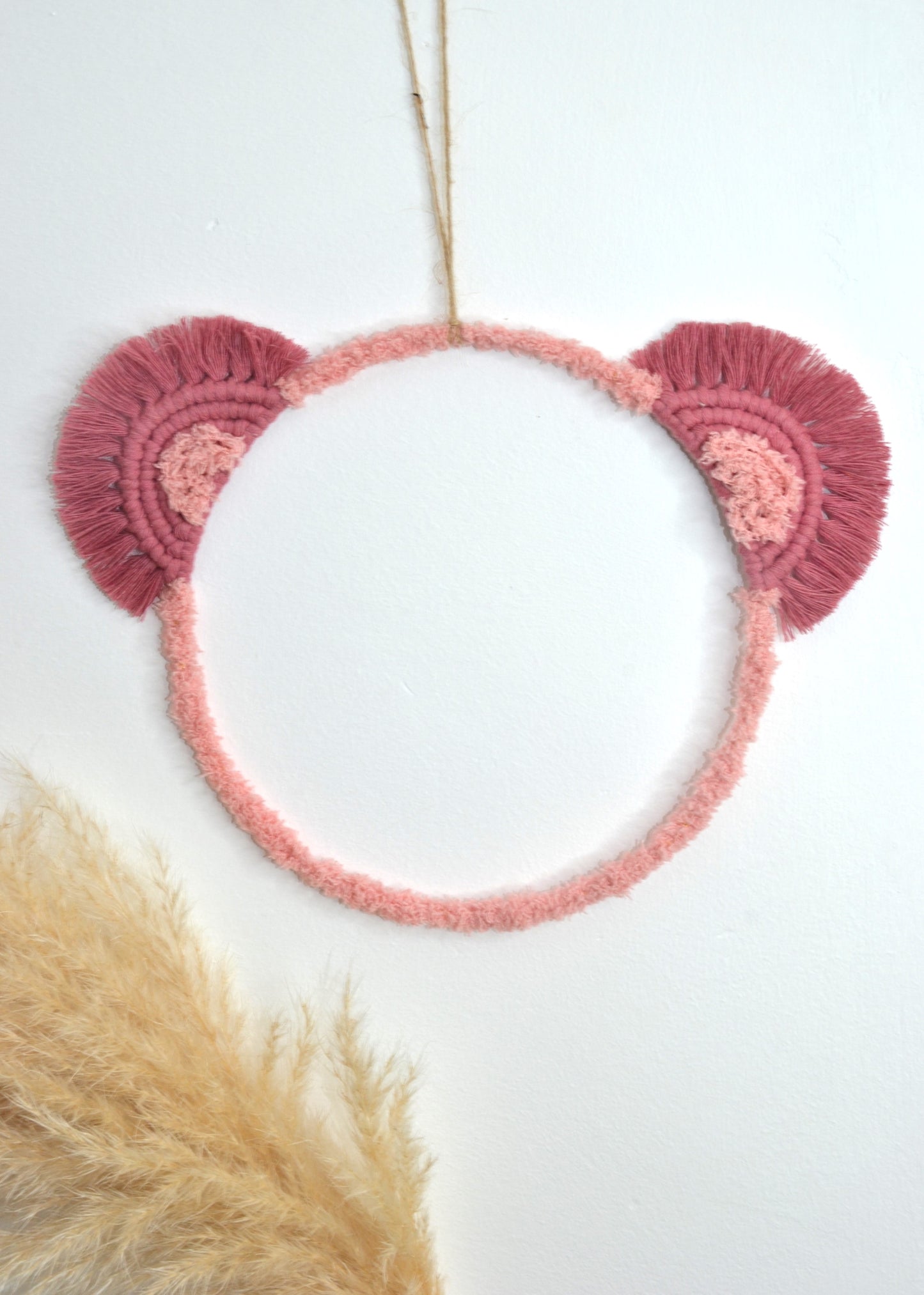 Tête d'ourson en macramé - prénom personnalisable - Décoration murale chambre bébé enfant