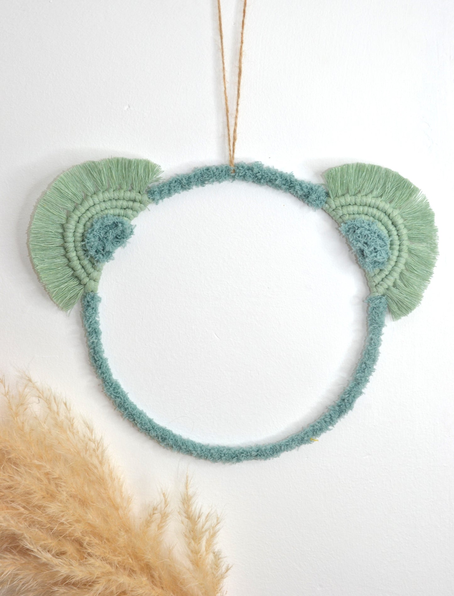 Tête d'ourson en macramé - prénom personnalisable - Décoration murale chambre bébé enfant