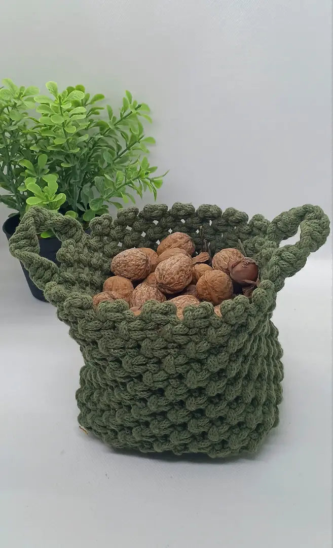 Panière en macramé - Cache pot en macramé - décoration artisanale -
