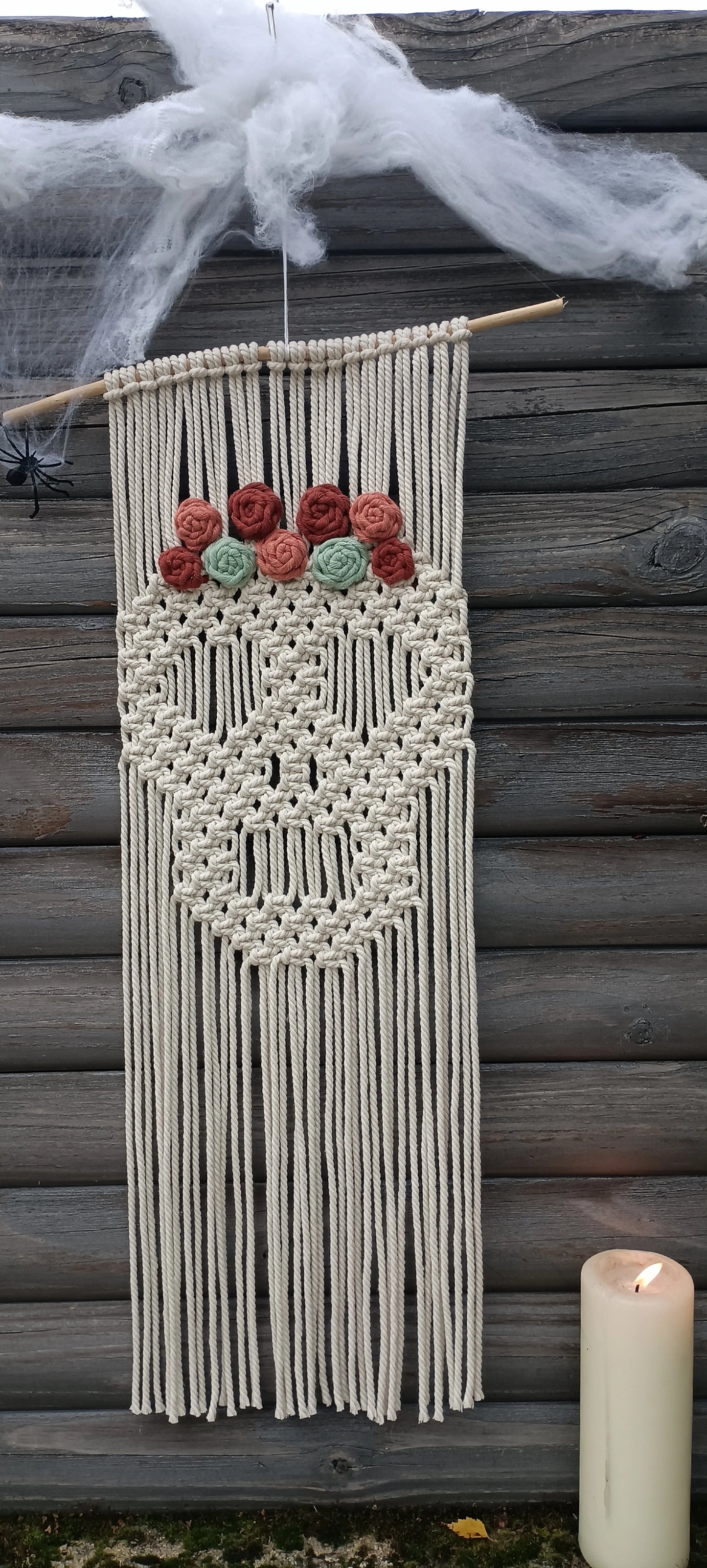 Tentures Jack & Sally en macramé - Décoration bohème pour Halloween