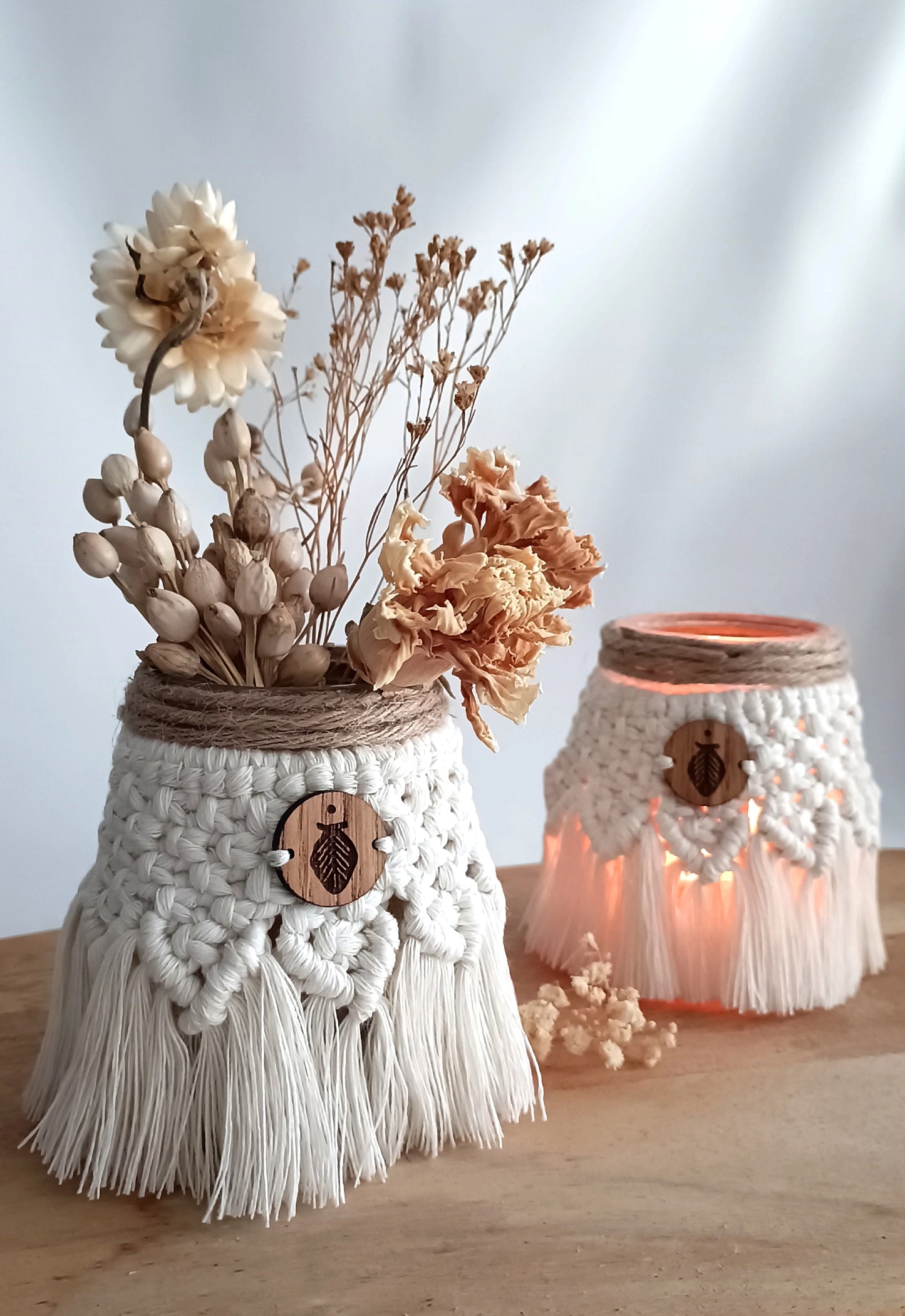 Photophore bohème en macramé