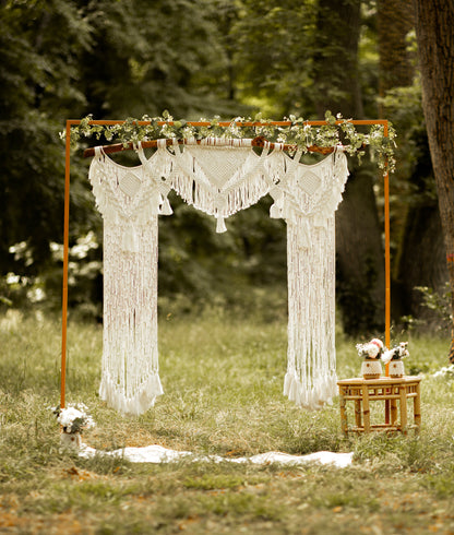 Arche bohème en macramé sur bois flotté - Location pour mariage et évènements