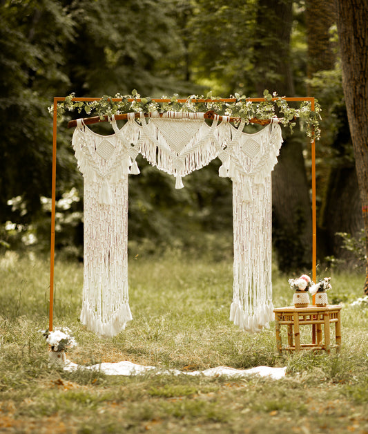 Arche bohème en macramé sur bois flotté - Location pour mariage et évènements