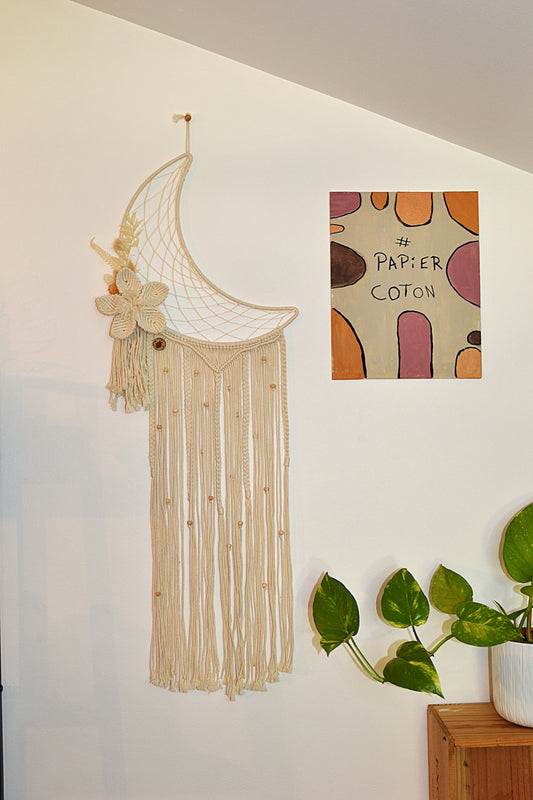 Attrape-rêve Luna - Décoration murale de chambre bohème