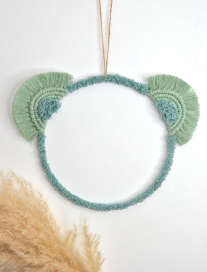Tête d'ourson en macramé - prénom personnalisable - Décoration murale chambre bébé enfant