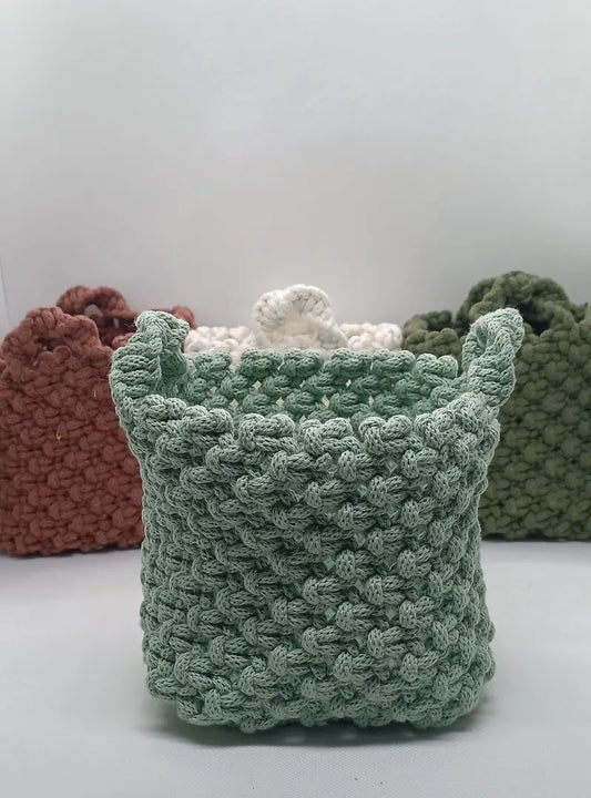 Panière en macramé - Cache pot en macramé - décoration artisanale -