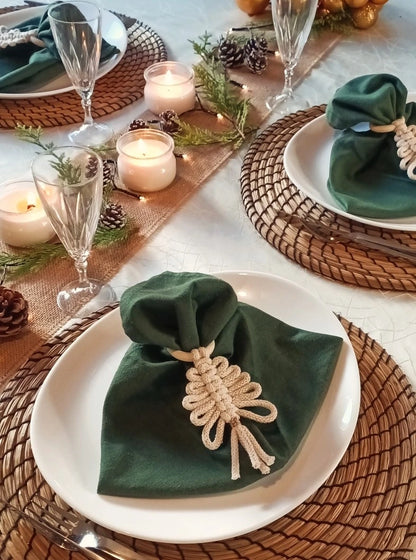 Rond de serviette en macramé - Motif sapin