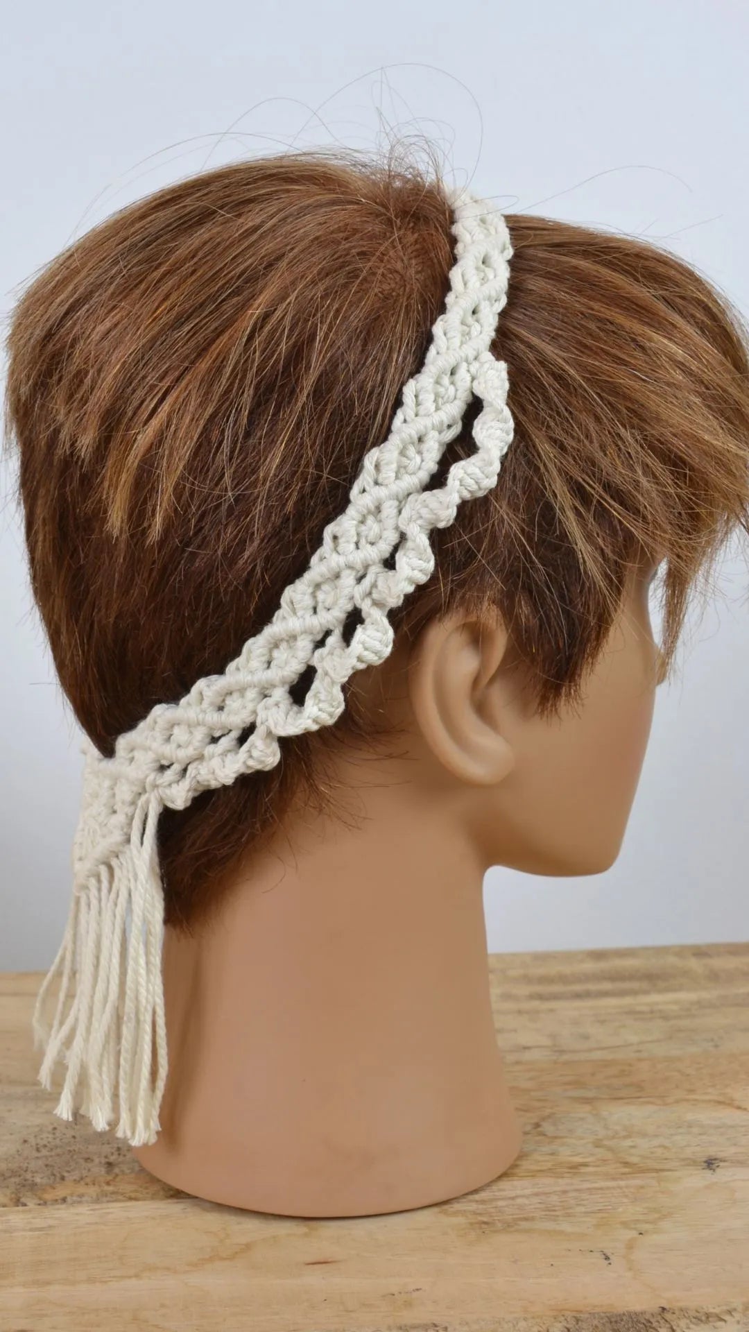 Voile pour cheveux bohème en macramé