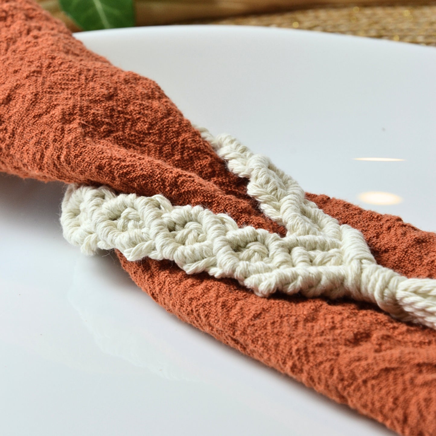 Rond de serviette en macramé - Bohème élégant
