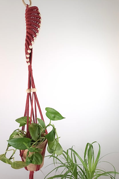 Suspension pour plante en macramé - Motif spirale